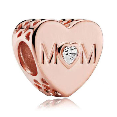 Panjia Beads Rose Gold Love String Ornament Mother's Day New Personalized Family Series Heart-Shaped Letter Beaded