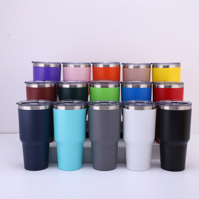 30Oz Large Ice Cup 304 Double-Layer Vacuum Car Heat and Cold Insulation Beer Steins Straw Warm-Keeping Water Cup