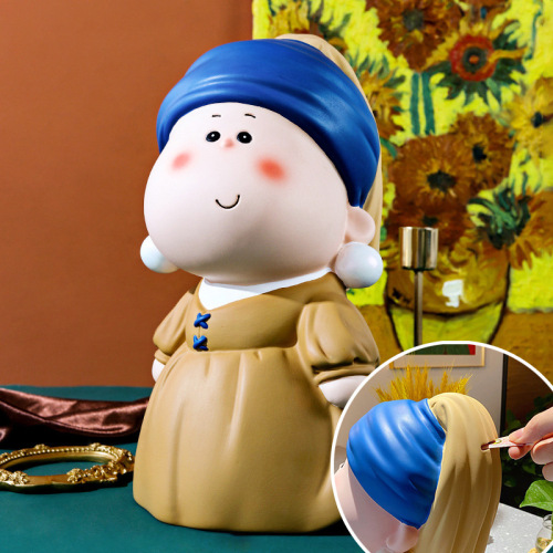 half-month artist piggy bank pearl girl earrings hallway ornaments accessible piggy bank creative home gifts