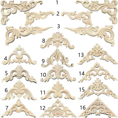 Wood Carving European-Style Trim Solid Wood Decals Cabinet Door Flower Background Wall Large Flower Corner Decoration Best Selling