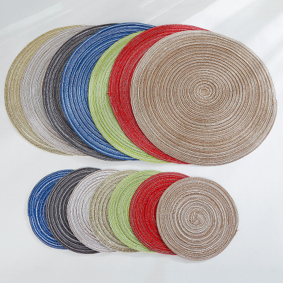 Round Cotton Yarn Placemat Insulation Western-Style Placemat Woven Dining Table Cushion Household Supplies Coasters