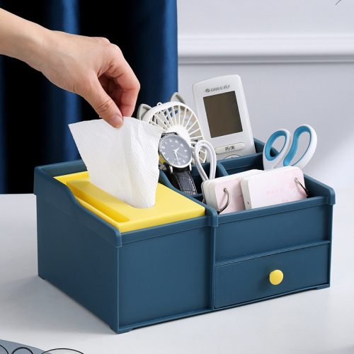 household living room simple tissue box with drawer office desktop multifunctional paper box cosmetic plastic storage box