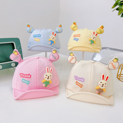 Baby Hat Spring and Autumn Sun Hat Children's Peaked Cap Cartoon Bunny Baseball Cap Cute 6-12 Months Baby Hat