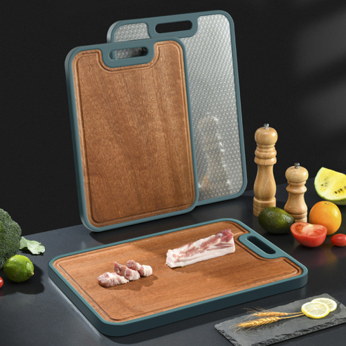 ebony thick whole wood +304 stainless steel double-sided non-slip cutting board kitchen panel dough board cutting board