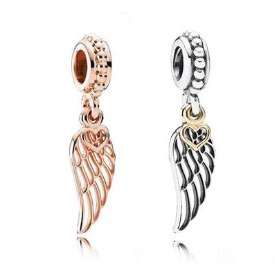 Cross-Border Hot Selling Angel Wings Pendant Keychain Pendant with Word Tag Pendant Alloy Beaded Jewelry Accessories