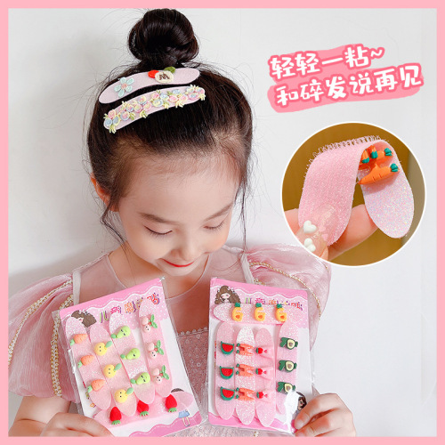 cute bang sticker children‘s hair patch headdress broken hair velcro hair accessories female hair patch barrettes hook and loop fasteners