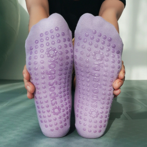 2022 new backless yoga socks sports socks fitness dance silicone non-slip indoor floor socks cotton boat socks women