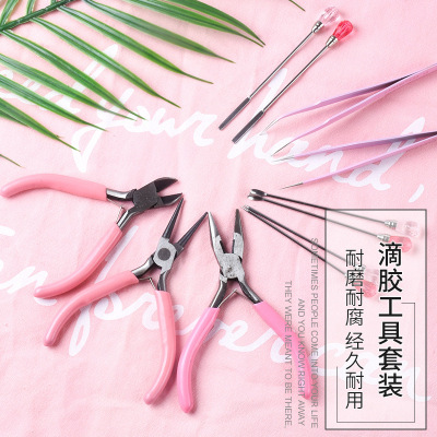 Splash DIY Crystal Glue Tool Metal Stirring Rod Digging Noodle Spoon Poke Bubble Needle Elbow Tweezers Pliers Kit