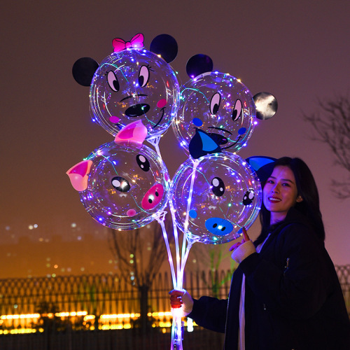 Bounce Ball Ball Net Red Balloon Transparent Cartoon with Light Bounce Ball Push Transparent Balloon Light Luminous Bounce Ball Manufacturer