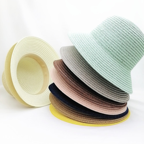 [Straw Hat Manufacturer] Children‘s Straw Hat Hat Felt Sparkling Style Bucket Hat Sun Hat Sun Hat