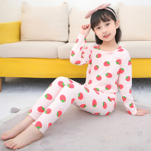 medium and large children‘s underwear set spring and autumn men‘s baode velvet autumn clothes long pants girls winter long-sleeved trousers pajamas wholesale