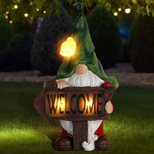 cross-border solar resin dwarf ornaments dwarf crafts creative outdoor garden lamp garden lawn decoration