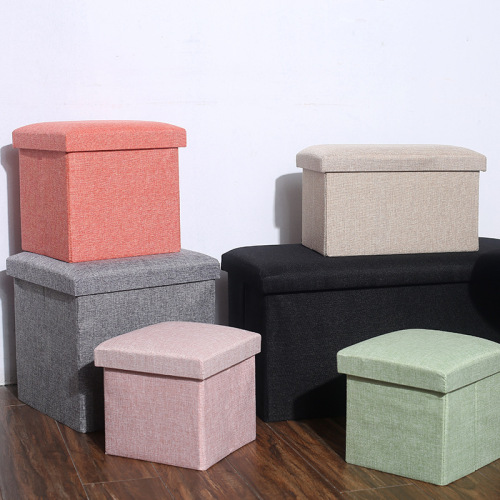 Multifunctional Foldable Cotton and Linen Storage Stool Storage Box Organizing Box shoe Changing Stool Fabric Storage Stool Adults Can Sit