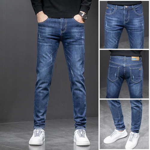 2022 new men‘s jeans men‘s spring and autumn slim elastic casual pencil pants korean style long men‘s fashionable pants