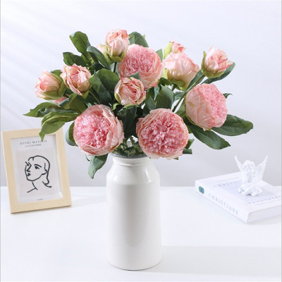 Peony Artificial/Fake Flower Bouquet Indoor Living Room Decoration Flowers Decoration Table Flower Decoration Anti-Real Rose Dried Flower