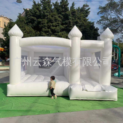 White Inflatable Trampoline Wedding Trampoline Castle Party Photography Props European and American Birthday Event Home Kids' Slide