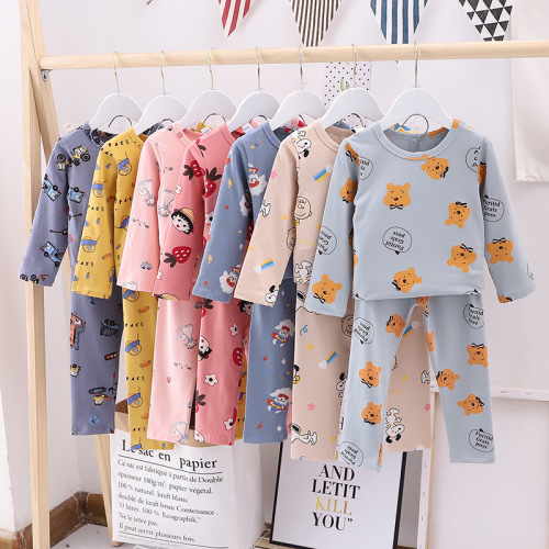 Spring and Autumn Printed Underwear Set Warm Cartoon Children‘s Autumn Clothes Long Pants Bottoming Winter Lycra Suit Cute