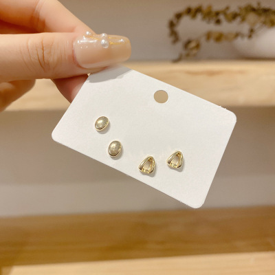 Japanese and Korean Style Small Metal Earings Set 2022 New Versatile Net Red Wind Earrings Sterling Silver Needle Earrings Wholesale