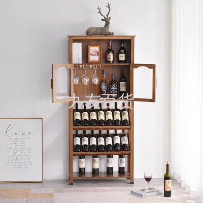 Wine Rack Home Bar European-Style Floor Wine Cabinet Wine Solid Wood Display Rack Storage Rack