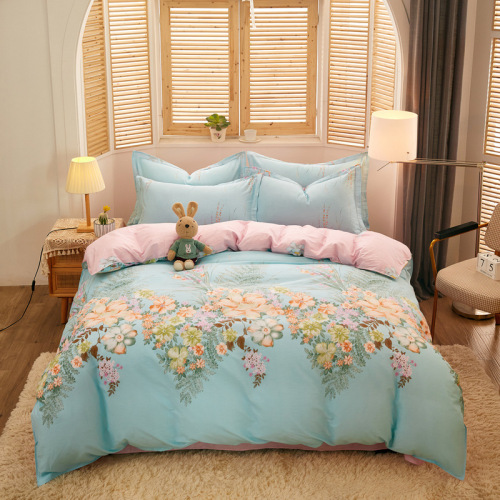 factory direct sales 100% cotton four-piece cotton bed sheet quilt cover three-piece bed gift one piece dropshipping