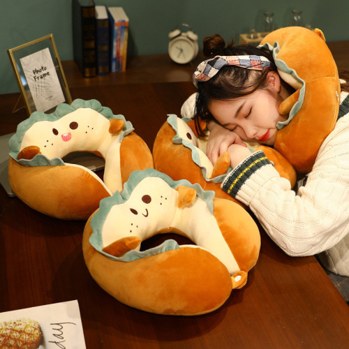 cartoon plush u-shaped pillow cute headrest neck car sleeping pillow lunch break lying pillow one pillow multi-purpose