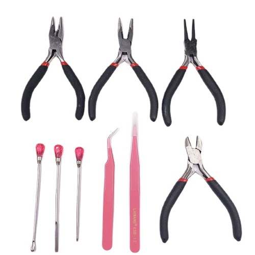 DIY Jewelry Crystal Epoxy Tool Metal Stirring Rod Digging Powder Spoon Poke Bubble needle Elbow Tweezers Pliers Set 