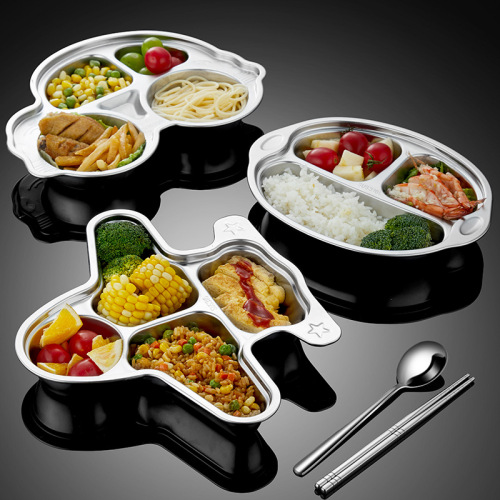316 stainless steel plate cute cartoon dinner plate children primary school school dining hall plate compartment baby lunch box