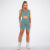 Summer New Seamless V-neck Sportswear Workout Top Quick-Drying Thickening Striped Yoga Clothes Short Sleeve Shorts Suit for Women