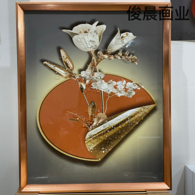 Crystal Porcelain Painting Restaurant Fresh Nordic Abstract Flower Feather Beauty Animal Decorative Painting Craft Frame Decoration