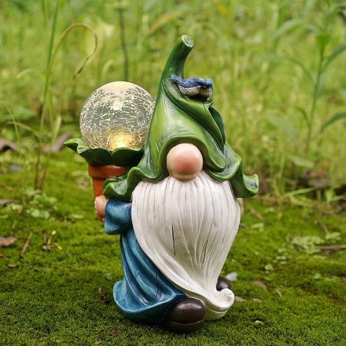 cross-border new solar resin lamp outdoor garden decoration dwarf ground fine crafts lawn courtyard decoration