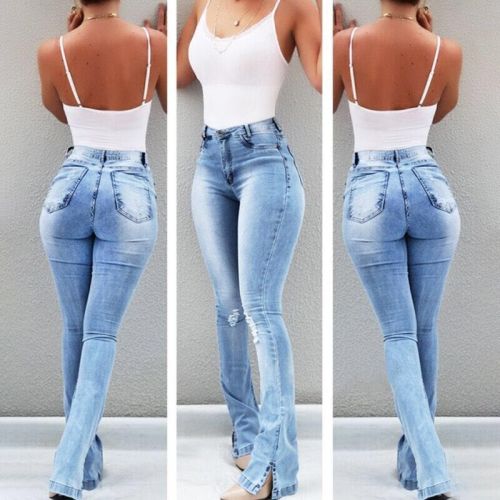 cross-border independent station amazon 2022 new european and american foreign trade stretch flared high waist jeans women‘s trousers