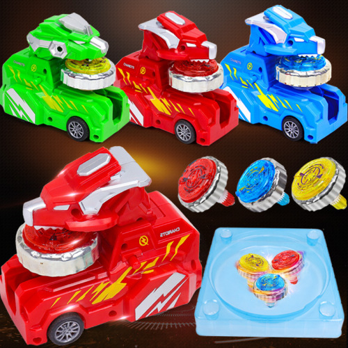 free shipping gyro toy chariot children‘s luminous alloy gyro set boy launcher battle toy helicopter shooter