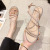 2021summer New Rhinestone Sandals Women 40 Flat Fairy Style Roman Strap Large Size Women's Shoes 41-43