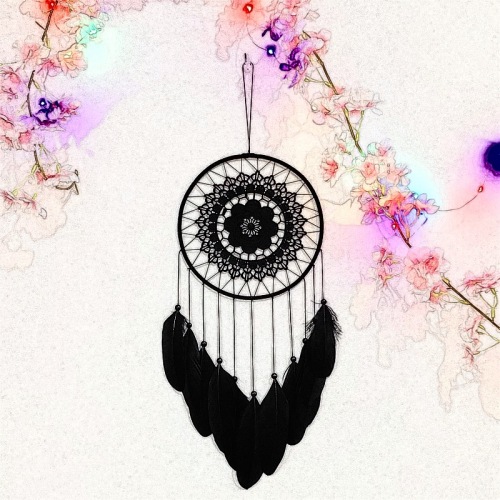 20cm large circle feather dream catcher black and white gift for men and women home wall ornaments large floating feather european and american