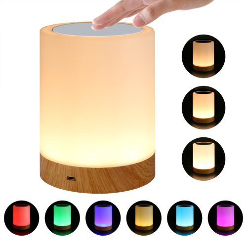 new led colorful creative wood grain charging night light gift bedside lamp table lamp touch pat ceiling lamp