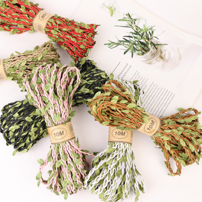 Factory Direct Sales 10M Colored Leaves Wax Rope Mori Fresh Decorative Rope Simulation Vine Leaf 6 Colors Available