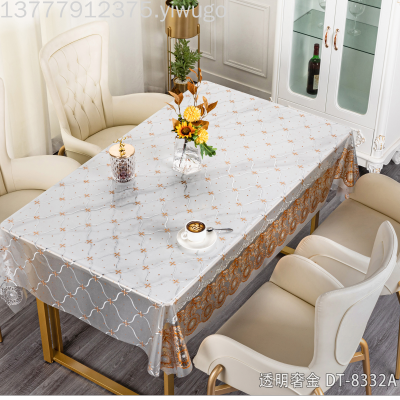 Transparent Light Luxury Golden Tablecloth Waterproof and Oil-Proof Disposable Anti-Scald Tablecloth Table Mat