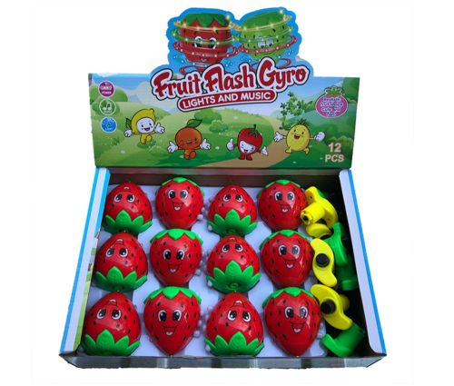 cartoon luminous strawberry gyro music rotating outdoor lights children flash toys night market stall supply wholesale