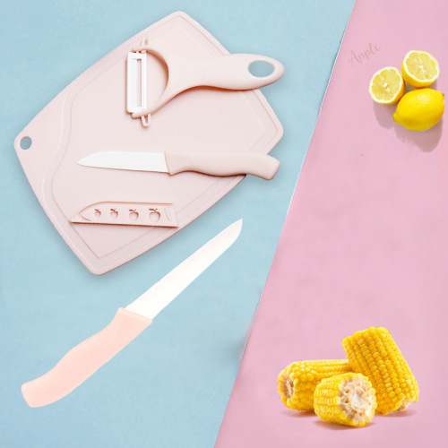 kitchen three-piece ceramic knife fruit knife set household cutting knife cutting board melon and fruit planing cutting board peeler