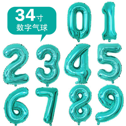 34-inch digital balloon 90cm  blue aluminum film balloon birthday banquet party decoration aluminum foil balloon