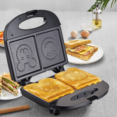 Household Smiley Face Sandwich Machine Cartoon Mickey Waffle Machine Double Side Heating Toast Bread Maker Breakfast Machine