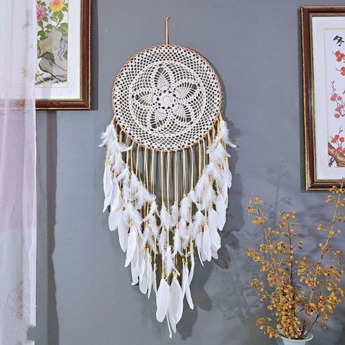 indian large dream catcher indoor creative ornaments wedding wedding decoration wholesale feather pendant with light