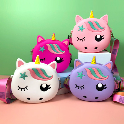 Cross-Border New Arrival Deratization Pioneer Silicone round Head Unicorn Crossbody Bag Children's Educational Decompression Toy Coin Purse