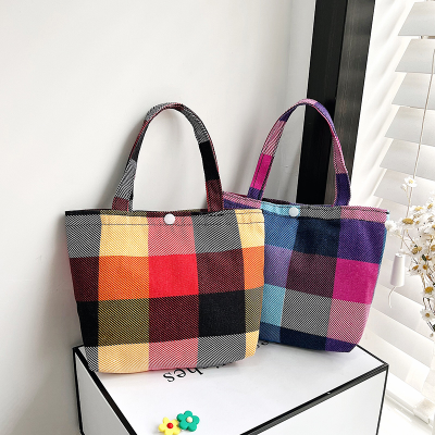 Summer Canvas Bento Handbag Lunch Box Bag Women's Bag Casual and Sweet Open Small Shoulder Bag Wholesale Girls' Cloth Bag