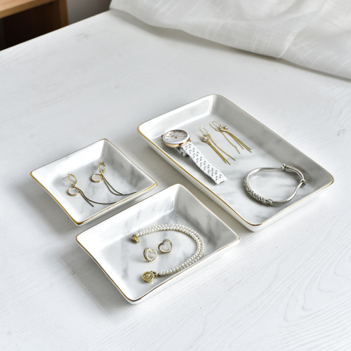 nordic ins simple marbling ceramic jewelry dish phnom penh jewelry tray ring necklace earrings display stand
