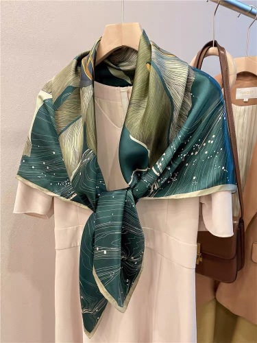 blooming lily silk scarf for women spring and autumn korean style versatile 110 satin large square scarf mulberry silk scarf shawl