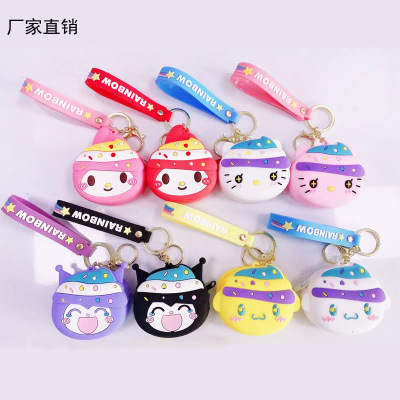 Cross-Border New Arrival Cartoon Ice Cream Shape Keychain Bag Cute Creative Pendant Mini Storage Coin Purse Wholesale