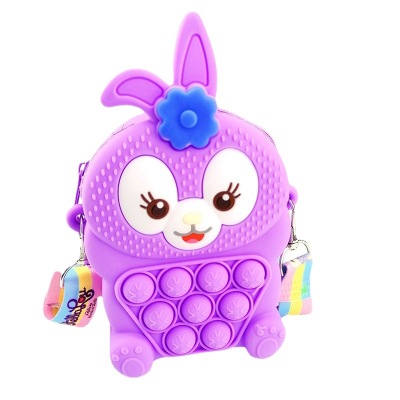 Cross-Border New Anti-Mouse Pioneer Silicone Rabbit Cartoon Mini Messenger Bag Earphone Bag Squeezing Toy Storage Bag