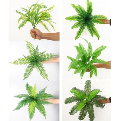 Artificial Green Plant Large Persian Wall Hanging Grass Persian Leaf Sago Cycas Plant False Leaf Decorative Accessories Grass Trees