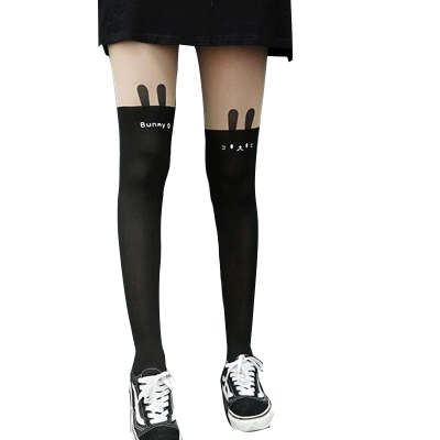 Pretty Girl Warrior Socks Printed Stitching Fake Thigh High Cartoon Cute Female Student Stockings High Pantyhose